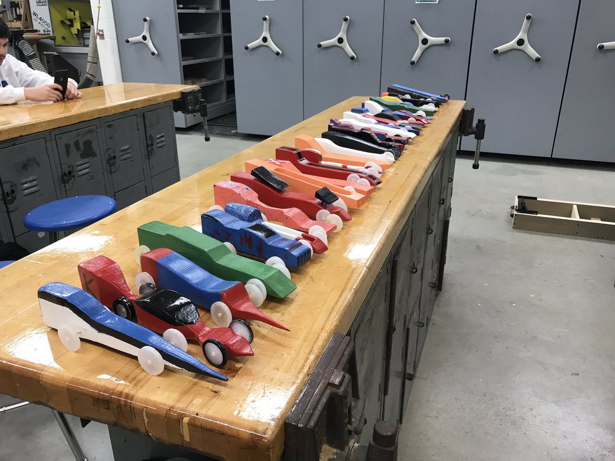 LSWoodTech's tweet image. A little late, but CO2 car races happened this week in wood tech.