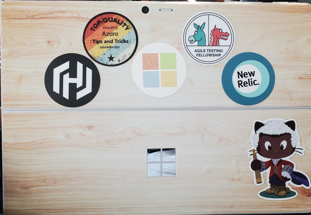 gogorichie's tweet photo. @devlids Picked up a #surfacepro6 last month for presenting and to travel with of course I #devsticker it up with some favs #hashicorp #azure #NewProfile #github #Microsoft and @lisacrispin ❤️ https://t.co/X9ZcP0Y1CO