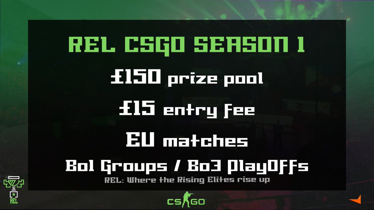 REL_CSGO's tweet image. Coming soon, our opening CS:GO tournament. Where the Rising Elites rise up.

🎮Counter-Strike: GO
🎟£15 / team
🏆£150 Prize Pool
🇪🇺 EU region

#RELCSGO #CSGO