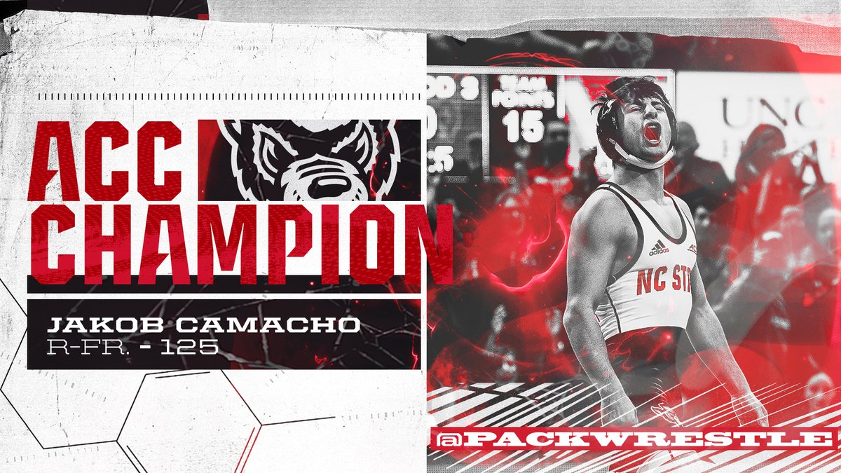 125 | 2020 ACC Champion - R-Fr. Jakob Camacho

Camacho claims ACC Gold in his first attempt, scoring a 11-4 win over the #2 ranked wrestler in the nation, UVA's Jack Mueller.

An 8-point first period paves the way to the title.

#PackMentality