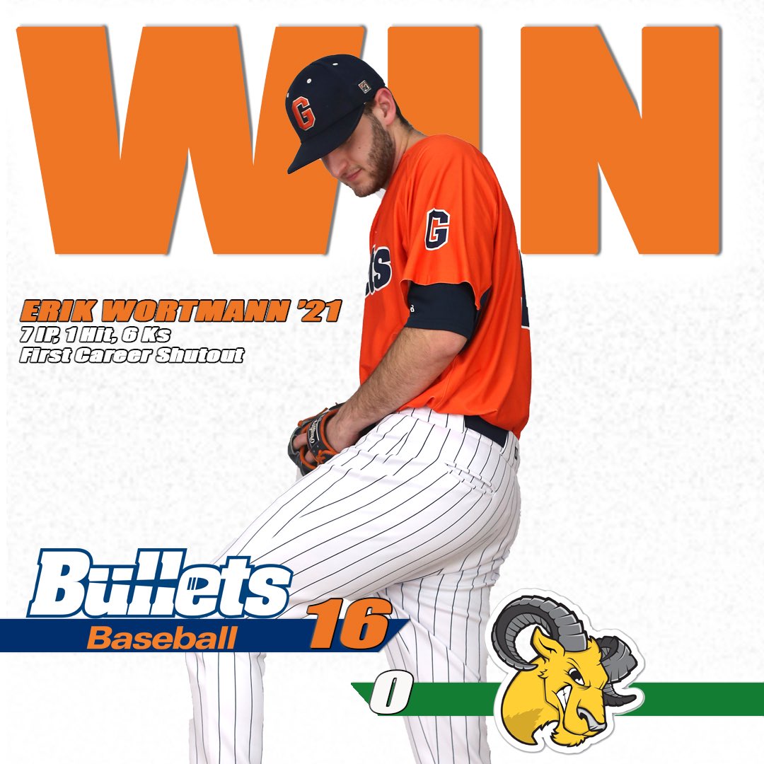 gburgbullets's tweet photo. Erik Wortmann ‘21 tossed a 1️⃣-hit shutout🔥 in the opener and Ryan Augustus ‘20 hit a 2️⃣-run homer💪 in the nightcap to lead #BulletsBaseball to a sweep on the opening day of its spring trip.😎🌴 #gobullets🔶🔷 #BulletsWin2020 #d3baseball #CentennialConf https://t.co/ryrA8EDxEf