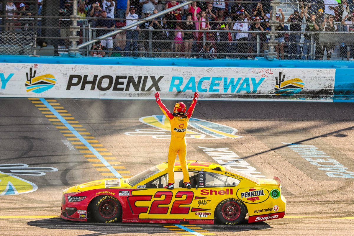 bradyklain's tweet image. Phoenix win #2 for #22 @joeylogano. Shot for @azcsports