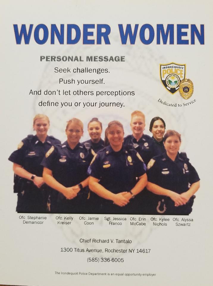 IPD celebrating International Womens Day. These Officers do a great job for our community and inspire us all. Their message is powerful. <a href="/IrondequoitPD/">Irondequoit Police</a> <a href="/irondequoit_ny/">Town of Irondequoit</a>
