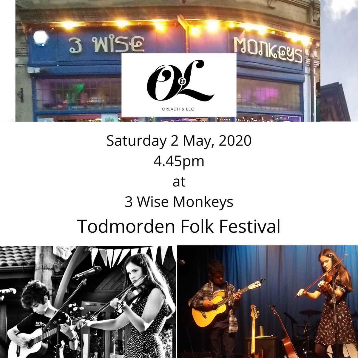 Gig at the three wise monkeys for our good friends at @TodFolkFest on Saturday the 2nd of May!