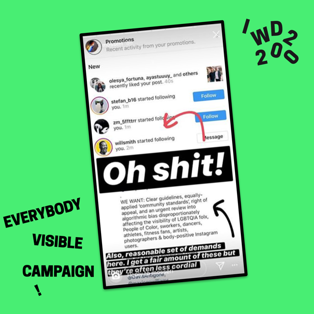 feministintrnet's tweet photo. Next up in our #IWD2020 celebrations is the fabulous @EBVisible campaign, highlighting Instagram's censorship of women, LGTBQ+ communities, people of colour, pole dancers &amp; others. It went viral w @SpencerTunick &amp; @DitaVonTeese supporting &amp; @mosseri responding😍 #everybodyvisible https://t.co/otFyZ1SzeC