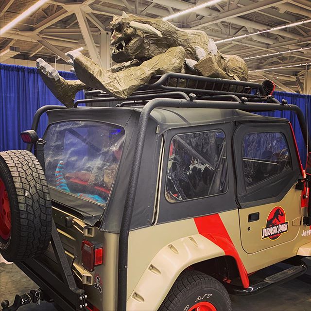 CLEGhostbusters's tweet photo. Another #WizardWorld is in the books, and how to get our #ducttape terror dog home? Luckily we have neighbors who are experts in the pacification and transport of large dangerous animals. Thanks, park rangers! #jurassicpark #ghostbusters #convention #vinzclortho https://t.co/pXuzGLNTJx