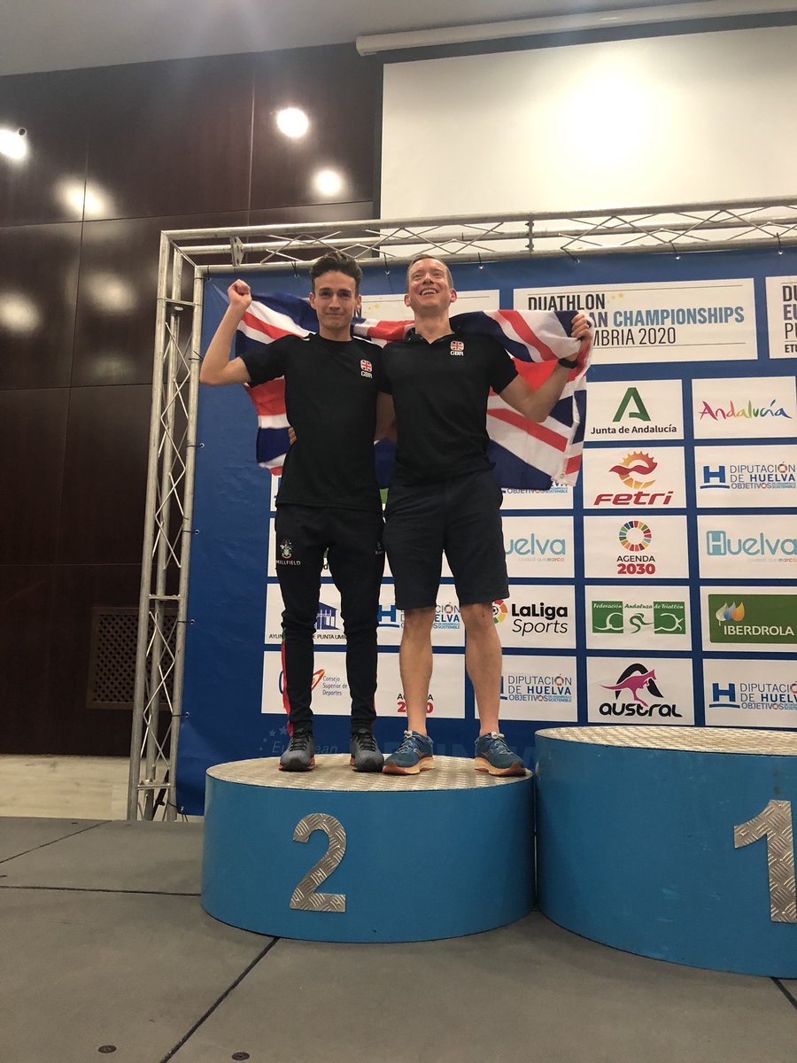 drwrjones's tweet photo. Well chuffed to share a podium with my main man and awesome guide @chris_brown9712. Thanks mate, you’re a star 🥈 🇬🇧 @BritTri @MultisportSpain #ETUPuntaUmbria https://t.co/09qlZL0vmA