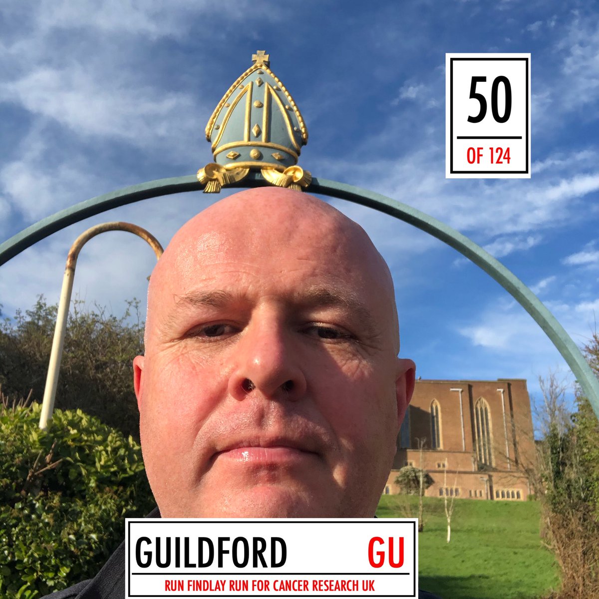 RunFindlayRun's tweet photo. The big #Run50 on #RunFindlayRun for @cr_uk #Guildford #RunningInSunshine #RunningInSpring #RunningInGreatOutdoors #RunningForReason #DoubleDip #TripleWeekend #LetBuildUp to @great_run #greatmanchesterrun2020 begin #Happiness https://t.co/lvZCNkXtcT