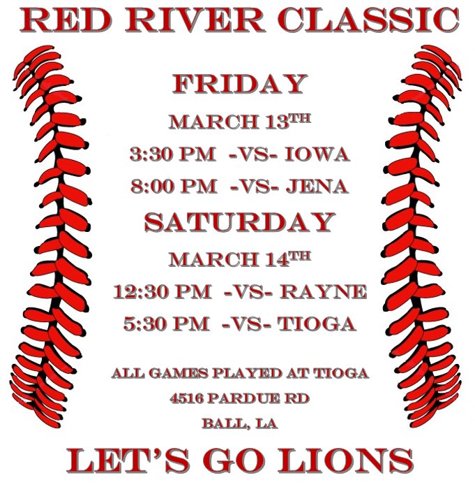 OPHSBaseball's tweet photo. The Lions will be in action Friday/Saturday in the Red River Classic at Tioga. https://t.co/CDZu3CXpVR