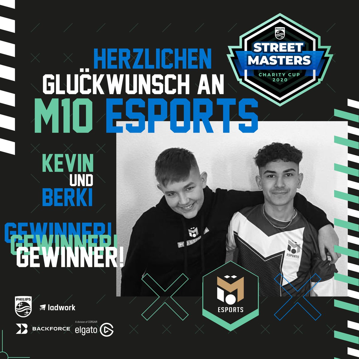 Streetmasters20's tweet photo. Wir gratulieren @m10_esports  zu ihrem Sieg im Street Masters Charity Cup und bedanken uns bei allen Zuschauern und Beteiligten. 

#gamingforgood #streetmasters #ladwork #M10 #m10esports https://t.co/mUsodZ5PY3