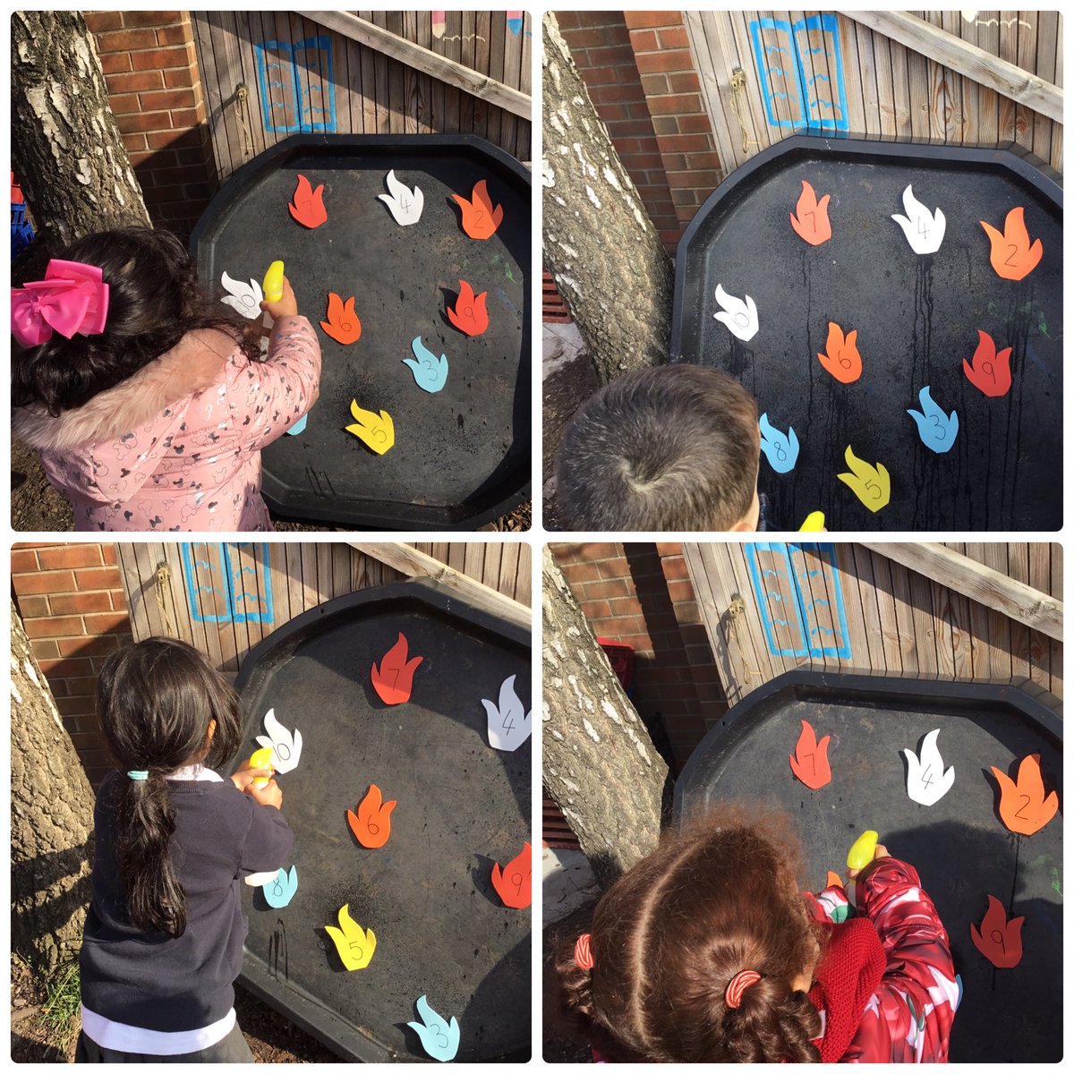 NurseryPleasant's tweet photo. After our visit from @MerseyFire the children used spray bottles to put out fire numbers. One friend shouted out the fire number the other friend put the fire out @NurseryPleasant #pleasanteyfs https://t.co/MXEGVJ6fMv