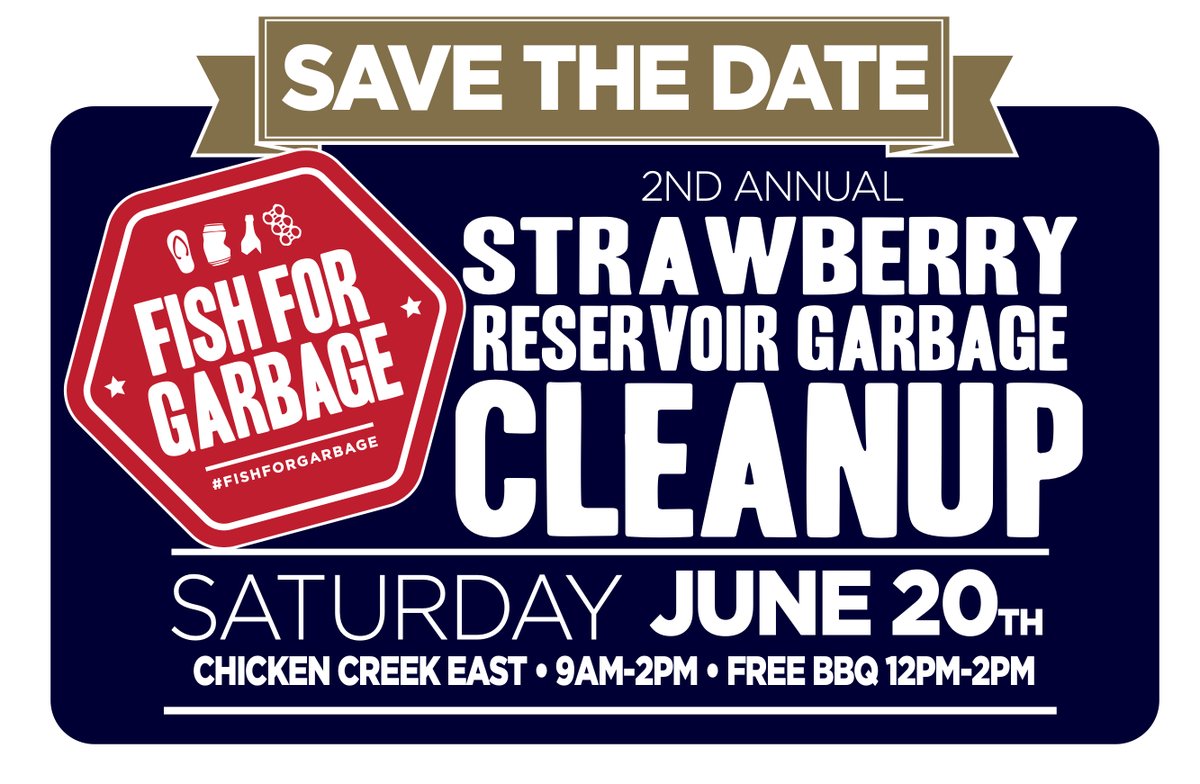 SAVE THE DATE! Strawberry Reservoir clean up is on June 20th. Please plan to join us for a fun day and group camp out afterwords. Details are in the works so for now mark you calendar as busy. 

#fishforgarbage #cleanup #strawberryreservoir #cleanwater