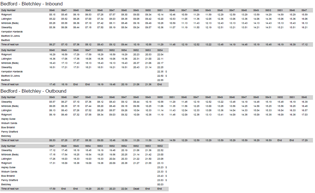 Due to the ongoing problems with level crossings there will be an amended service tomorrow.  Positively trains will resume the whole length of line between Bletchley and Bedford, but not so good that they won't stop at Lidlington or Millbrook.  See bus t/t for those stations.
