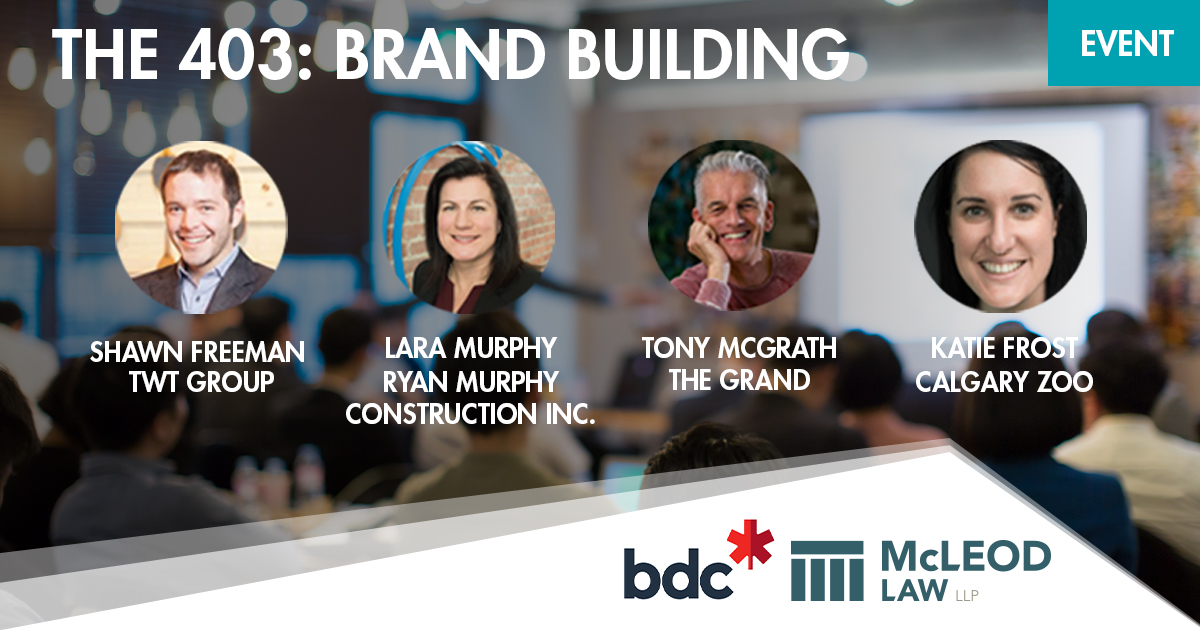 CalgaryChamber's tweet photo. What role does brand play in running a successful business? Four entrepreneurs answer this question at our upcoming #CC403 event on Mar. 10.
@TonyMcGrathYYC @TWTGroupInc @LaraLMurphy @calgaryzoo @McLeodLawLLP @bdc_ca
https://t.co/83jnmdYtNG https://t.co/OHn9uWrCgZ