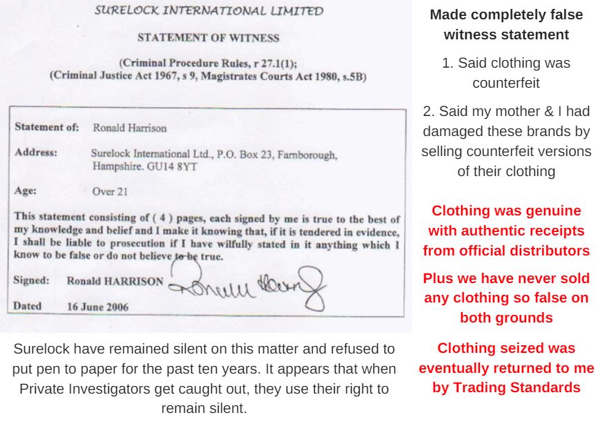 7/ Surelock International Ron Harrison tried to put us behind bars for up to 10 years with an entirely false witness statement. Surelock got caught out with their lies and have also never addressed this matter.  #Metpolice  #Dailymail  #BBCNews  #UKGovernment