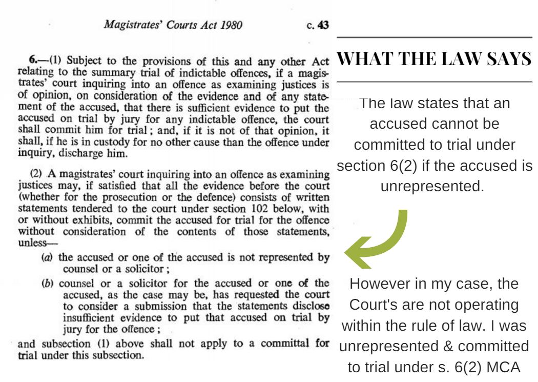 15/ I was then unlawfully committed to the  #CrownCourt to face trial contrary to section 6(2) Magistrates Court Act. All proceedings thereafter were null & void in law.  #Dailymail  #BBCNews  #UKGovernment