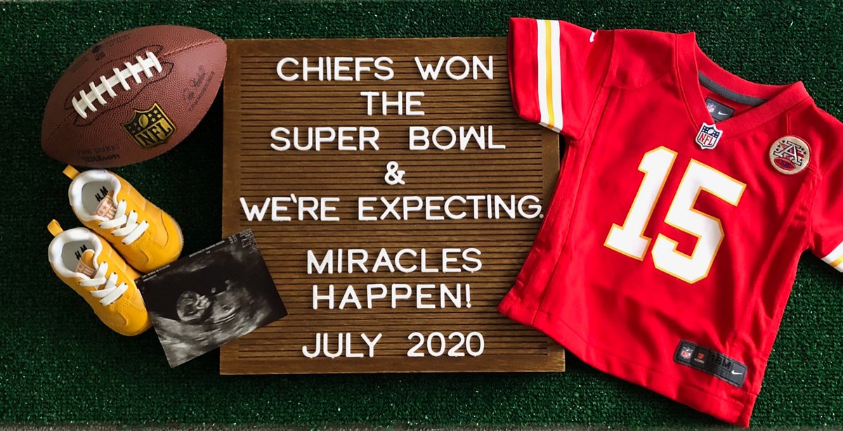 TylerJury's tweet photo. Weโve been trying for 3 years and this is our Super Bowl! Itโs not quite 50, but weโre thrilled to add another Chiefs fan to the Kingdom! @Chiefs #wefinallydidit https://t.co/MikDeGVbrW