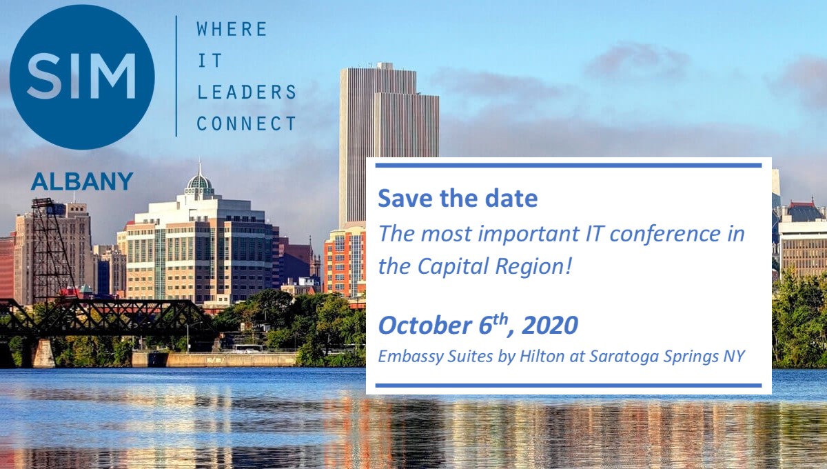 The 6th Annual Albany IT Symposium is officially scheduled! Save the Date and Prepare for another amazing conference focused on Leading the Next-Generation Enterprise. #simalbany @albanyitsymposium