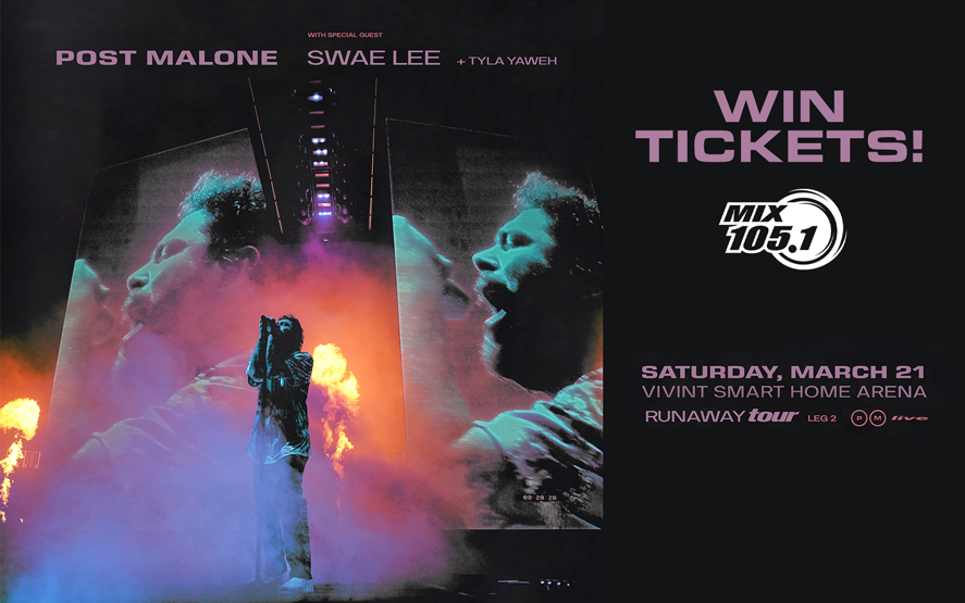 MIX1051Utah's tweet photo. We've got your Posty tickets starting tomorrow morning with the #MixMorningFix! Details ---> https://t.co/3FNBOszlRx https://t.co/OWeiM0rQf8