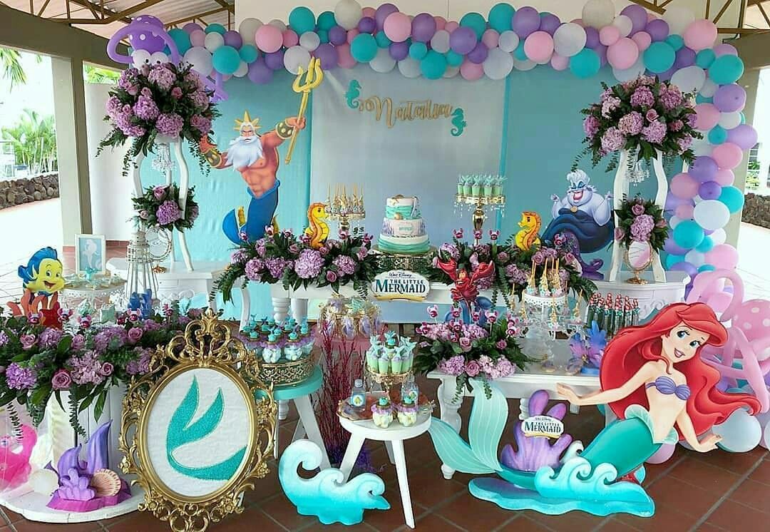 Decoración de la sirenita Ariel 🌊  Fiesta de cumpleaños de ariel,  Decoracion de la sirenita, Decoracion de sirenita ariel