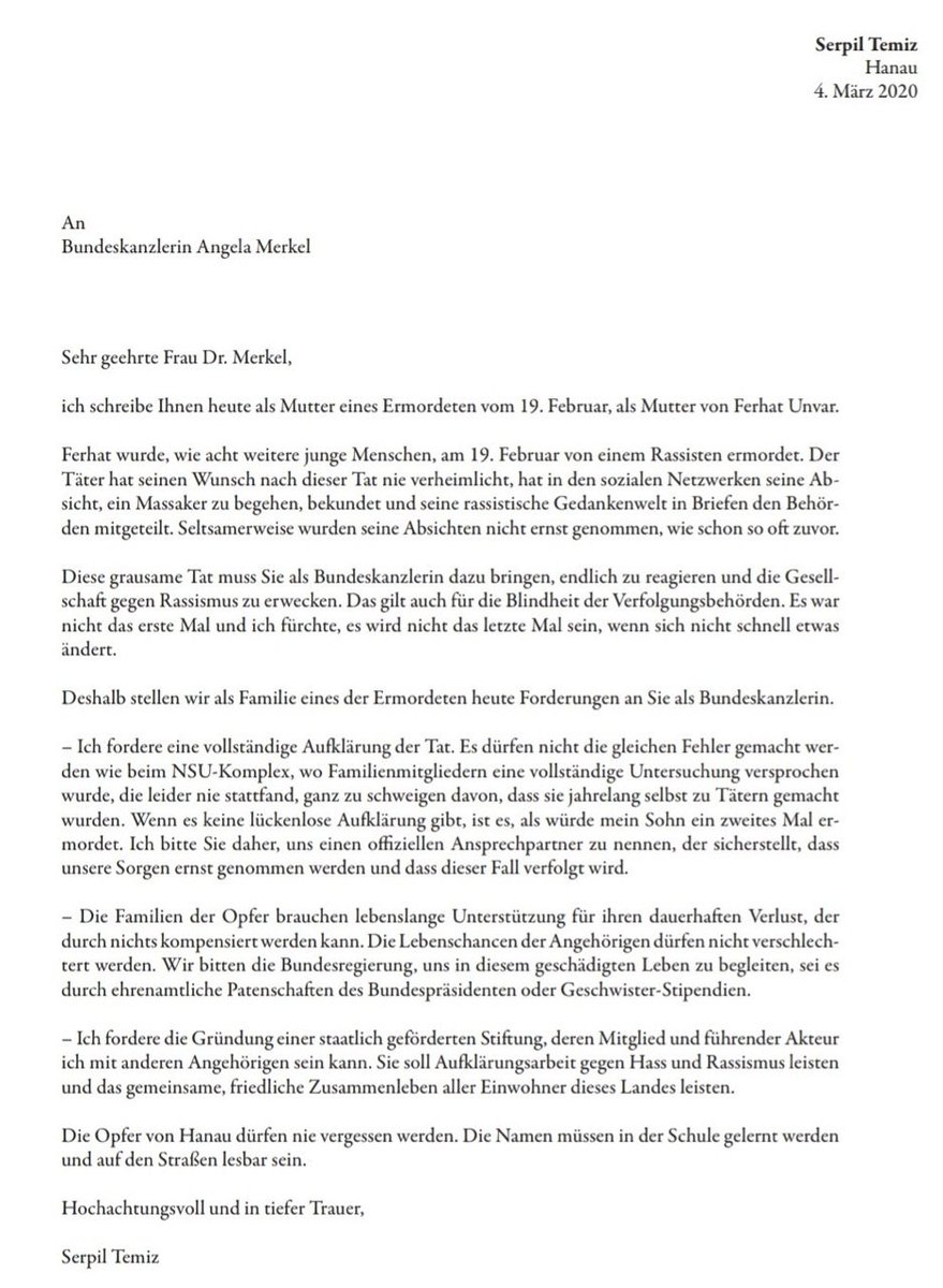 migrantifa's tweet photo. Habt ihr schon den Brief von Serpil Temiz, Mutter des in #Hanau ermordeten Ferhat Unvar, gelesen und verbreitet? https://t.co/TsGb38RsLi