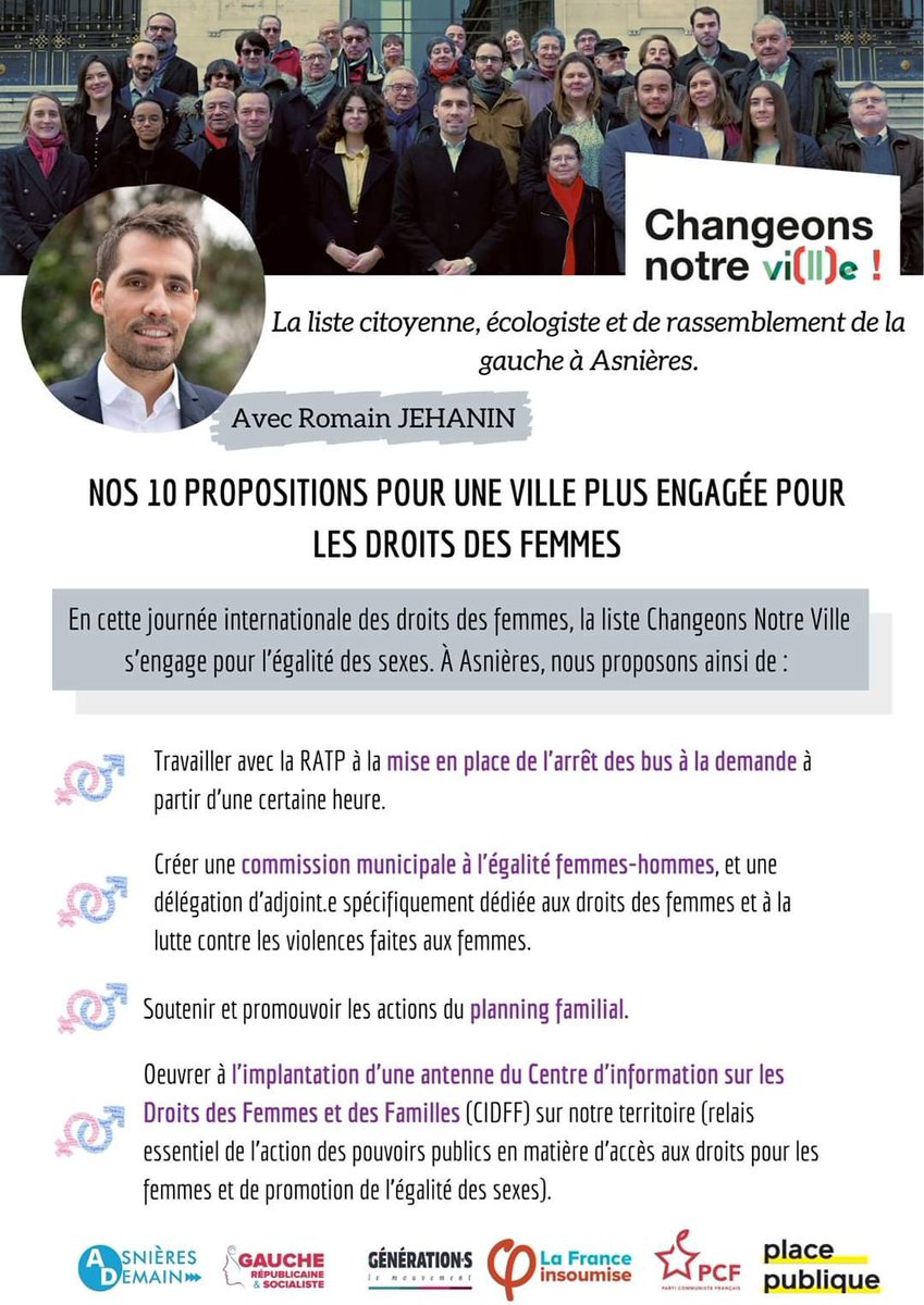 changeonsasn's tweet photo. En cette #JourneeInternationaleDesDroitsDesFemmes, retrouvez nos propositions pour 1 ville plus engagée pour l'égalité femmes-hommes.

#Municipale2020 #Asnières. https://t.co/EiZeszPtgJ