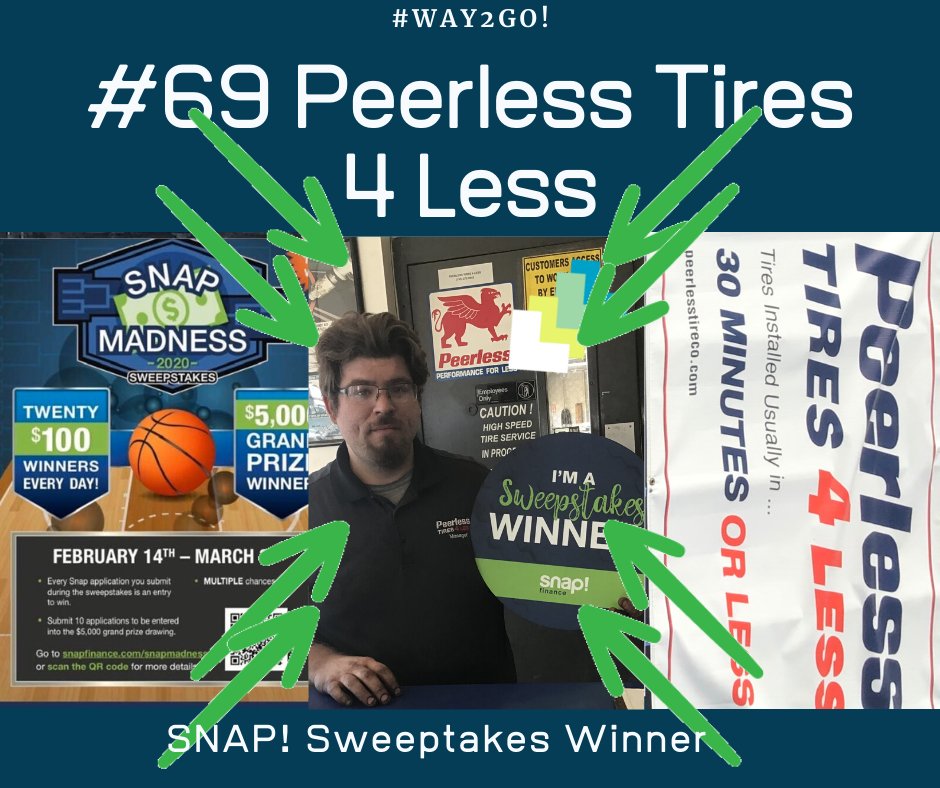 SnapSharon's tweet photo. @SnapBenefits #sweepstakeswinner #congratulations #69PeerlessTires4Less #greatsnapPartnership #Thankyou! https://t.co/vNbHn8lrvq