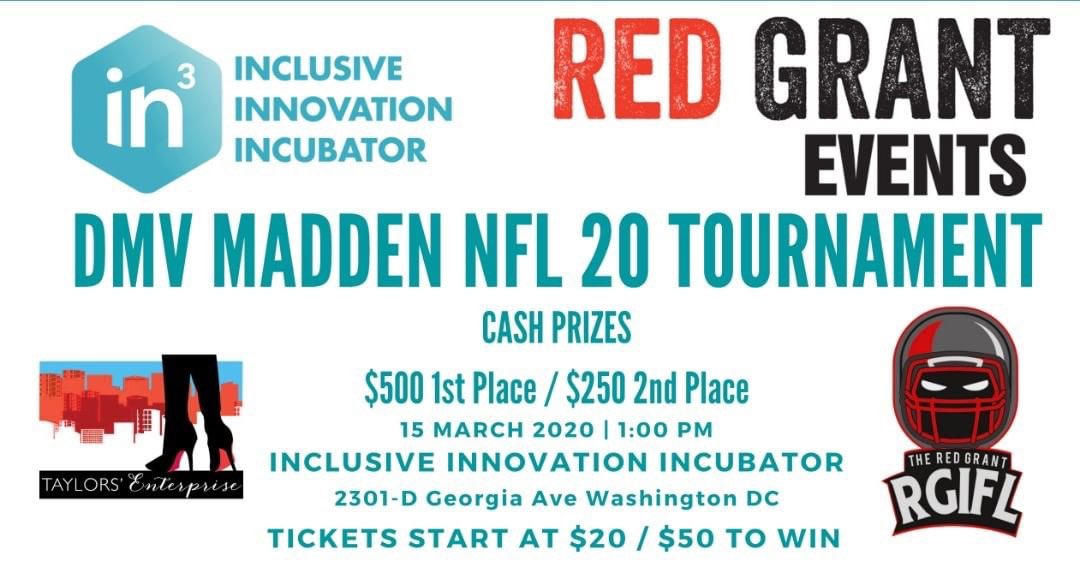 In3DC's tweet photo. #in3DCGaming Presents #DMVMaddenTournament
RGIF - DMV Madden NFL 20 Tournament Event $500 dollars first place Cash prize & Free Play
https://t.co/pbRNc7yrGM
#esports #gaming #videogames #consolegaming #xbox #playstation #madden20 #maddennfl @redgrantlaughs @frucelfashions https://t.co/R9QIRv9QyV