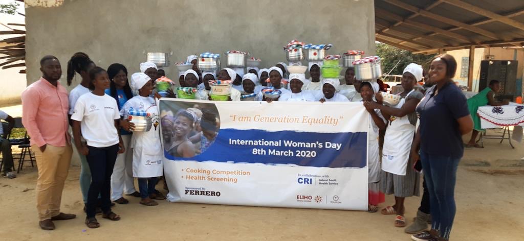 ErnestDwamena4's tweet photo. With our Partner @FerreroFr we marked International Women’s Day with Health Screening and Cooking Competition. #Sustainability #chocolate https://t.co/bZOhZqv9IL
