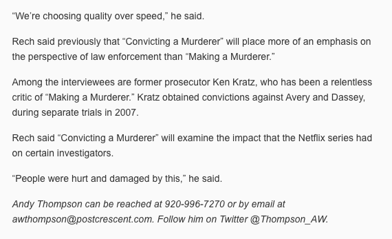 39Magilla's tweet photo. "Convicting a Murderer" still looks like state propaganda.  Here's the latest party line from @shawnrech.

Doesn't Rech know that "The Truth is Coming!" https://t.co/L2pHjEvgDq