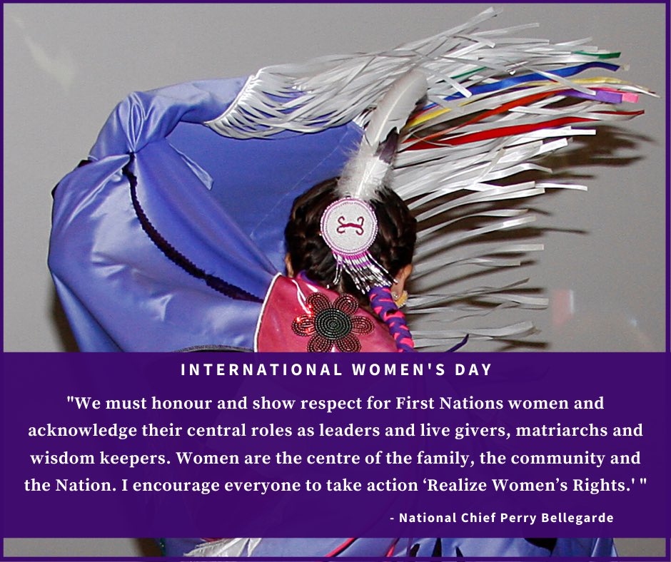 On #InternationalWomensDay and every day, we honour First Nations women and girls and their central, essential roles in our Nations. We continue to push for action to implement all Calls for Justice of the #MMIWG Inquiry and to respect the direction set by women and girls.