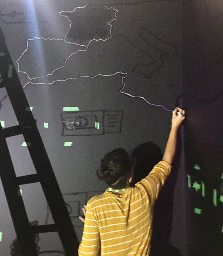 OttawaArtG's tweet photo. Our own Tiphaine Girault (Aylmer, QC) creating a chalk drawing as part of her installation in the international exhibition #Rhythmscape opening at OAG this Wednesday, 6 PM - see you there! https://t.co/sjprxsQ3WI