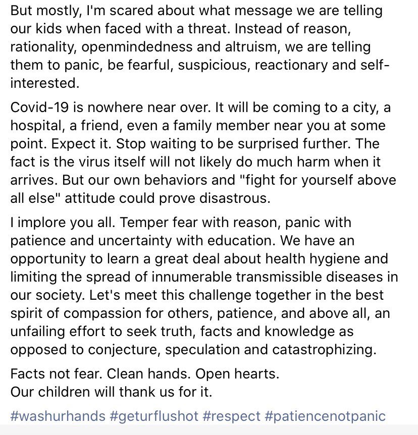joannamilosz's tweet photo. Dr Abdu Sharkawy, infectious disease specialist warning that mass panic will do more harm then the #COVIDー19 itself. “Facts not fear. Clean hands. Open hearts. Our children will thank us for it”. #CoronaVirusUpdate #coronavirusaus #koronawirus #COVID19 #stoppanicbuying https://t.co/lzwsyQzYhX