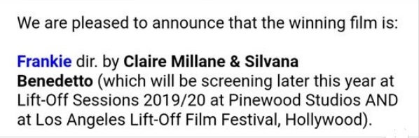 EElliottActor's tweet image. Great News about Frankie dir by Claire Millane &amp;amp; Silvana Benedetto in which I played lead won Best Film at Lift-off Film Festival. Which means screening at the Lift - off Sessions at Pinewood Studios AND at Los Angeles Lift – Off Festival Hollywood. Thank you All who voted for us