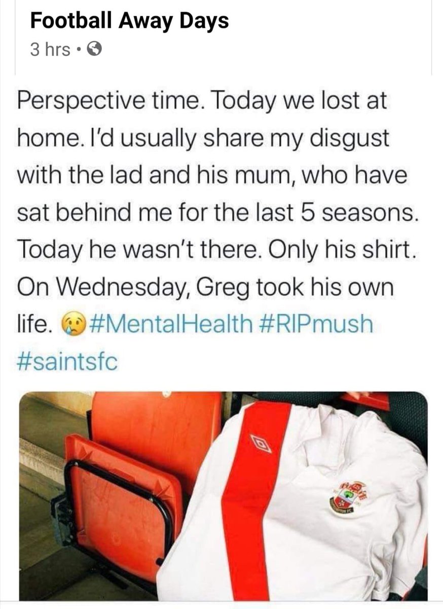 jamesbroad1711's tweet photo. Football has no colours for times like these #RIPmush #SaintsFC https://t.co/z0zOAN1Bc4