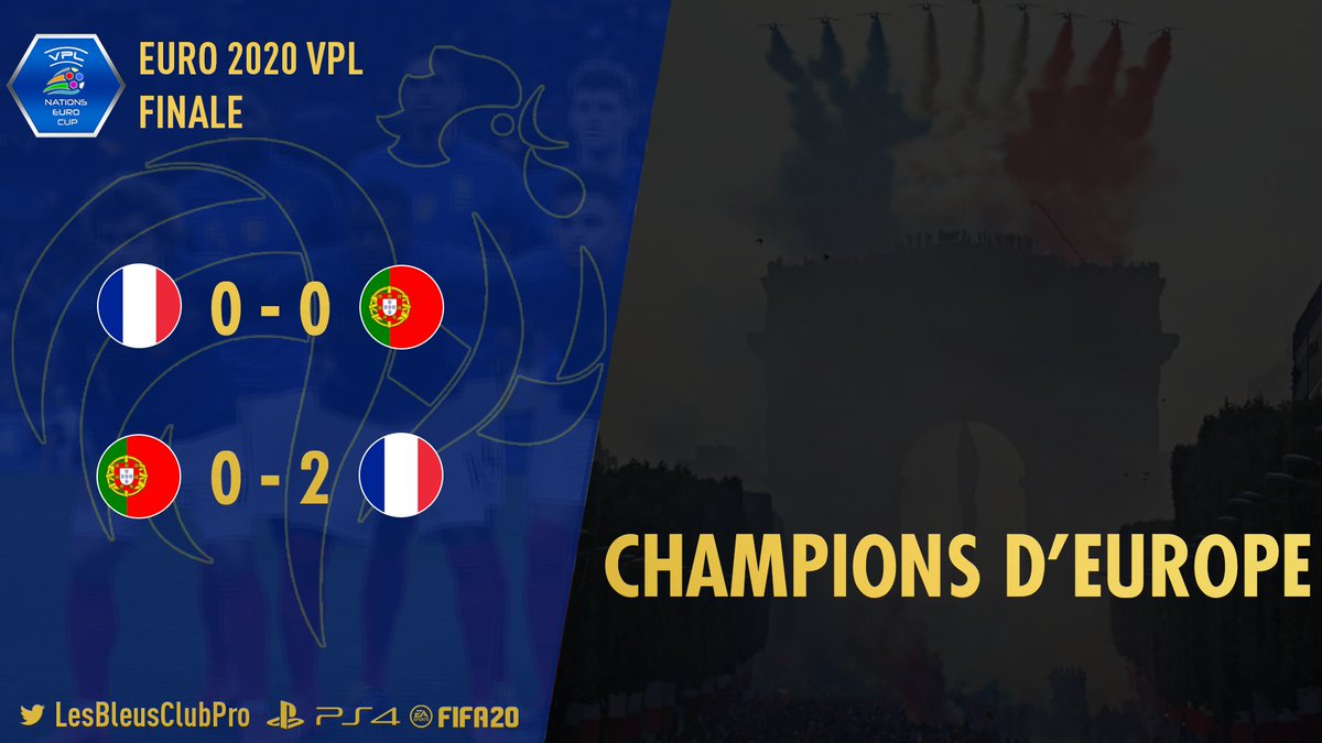 LesBleusClubPro's tweet image. [PS4] Euro 2020 @VPLglobal 

🍾🍾🍾 CHAAAMPIOOOOONNNSSS D'EUUUROOOOPEEEEEEE !!! 🍾🍾🍾

Il est là le 1er titre de la saison PS4🏆.
Bravo à tout le groupe ! 

#AllezLesBleus 🇫🇷