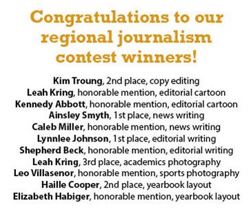 West journalism will be well represented at the state contest!