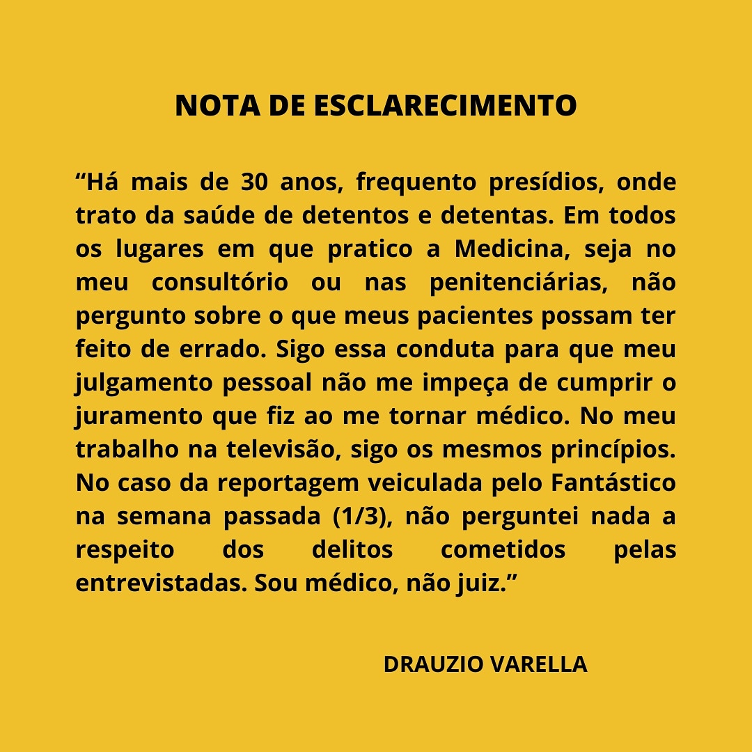 Esclarecimento do dr. Drauzio sobre a reportagem produzida e veiculada pelo <a href="/showdavida/">Fantástico</a>, no último domingo, 01 de Março.