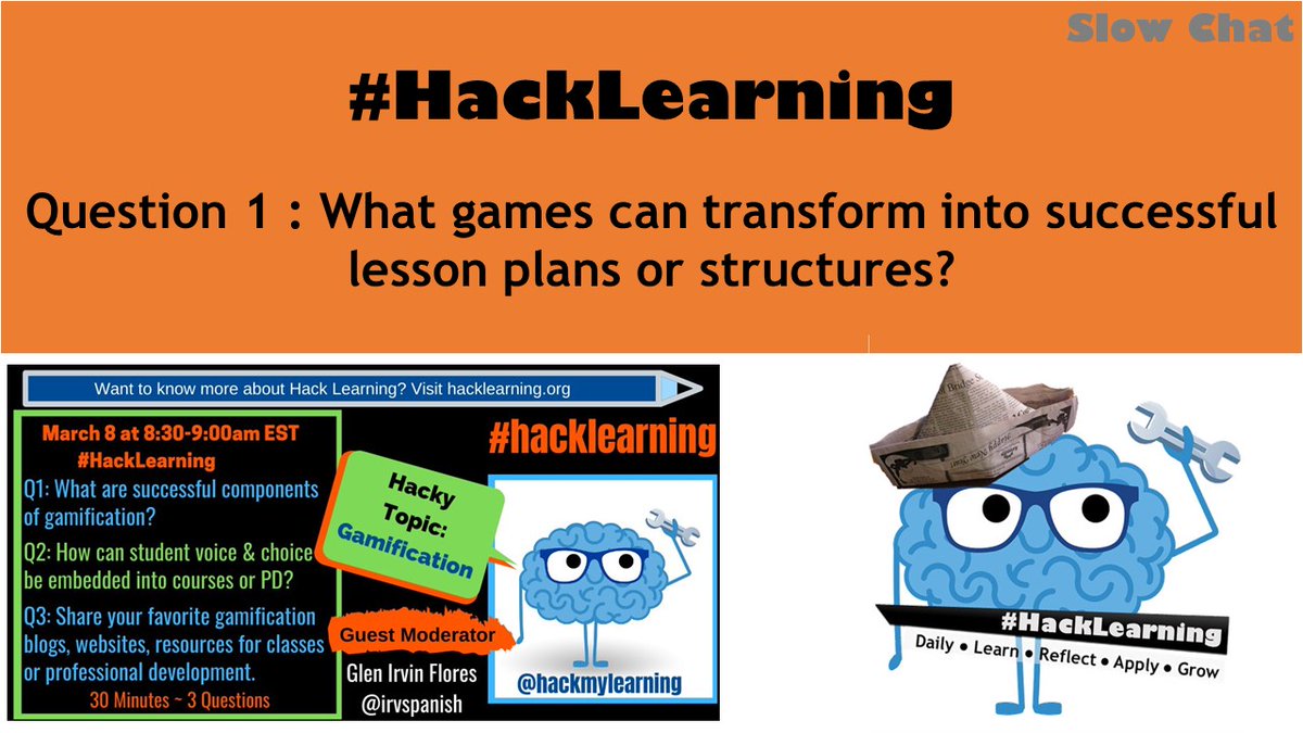 Q1 What games can transform into successful lesson plans or structures? #HackLearning
<a href="/esafetyteacher/">Pete Brown</a> <a href="/Gavin_Sonntag/">Gavin Sonntag</a> @alisonstoneCBSD <a href="/DrBelcastro/">Bridget Belcastro</a> <a href="/MrsRThal/">Becky Thal</a> <a href="/dmvelliaris/">DMVelliaris PhD (Ed)</a> <a href="/RavesiWeinstein/">C. Ravesi-Weinstein</a> <a href="/docvs1/">laura vonstaden</a> <a href="/tracyscottkelly/">Tracy Scott Kelly</a> <a href="/alextvalencic/">Alex T. Valencic, Ed.M. 🥨</a> <a href="/MrsKTerwilliger/">Karen Terwilliger</a> <a href="/Cpoole27/">Chuck Poole</a> <a href="/KimGriesbach/">Kim Griesbach</a>