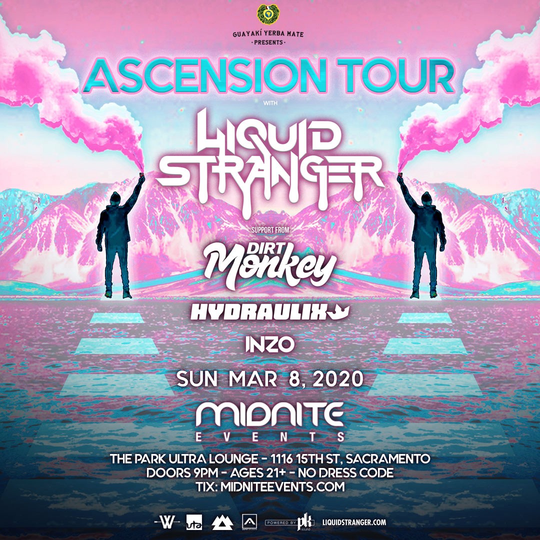 MidniteEvents's tweet image. TONIGHT 🚀 Sacramento #ASCENSIONTour #LiquidStranger #DirtMonkey #Hydraulix #Inzo ✨ Let's Get It! 🔥bit.ly/MEtix