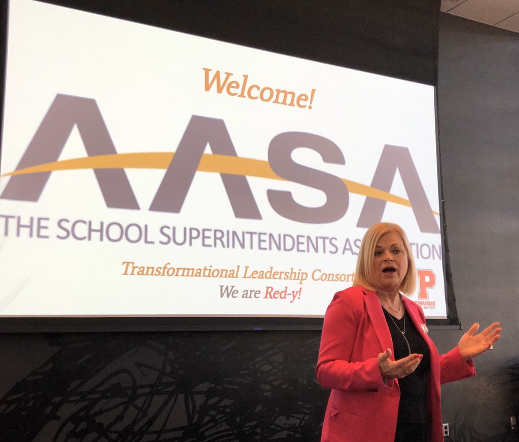 AASADebbie's tweet photo. @DrDLKerr joined #AASA_TLC (formerly #AASA_DigitalConsortium) to welcome members from across the country to Wisconsin. The group is here to continue the work on Transformational Leadership to open the door to #eachchild’sfuture with @PewaukeeSD &amp; @AASAHQ https://t.co/oHR3FMK070