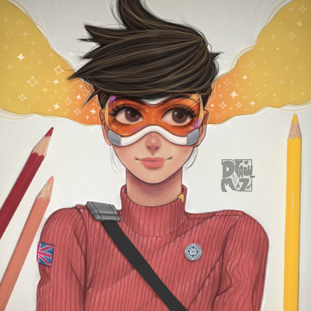 Draw M7 محمد On Twitter رسمي الشخصيه الجميله Tracer من لعبة اوفرواتش Playoverwatch Art Artist Drawing Overwatch Tracer رسم