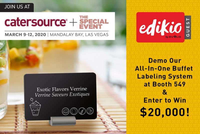 jpalm_98's tweet image. Looking forward to meeting the world&apos;s top caterers on March 11-12 at #Catersource2020. See @EdikiobyEvolis at booth #549 &amp;amp; learn how to create stunning, food-safe &amp;amp; reusable labels that strengthen your brand. Enter to win $20,000 at the booth! @Catersource_llc 
#buffet #Catering