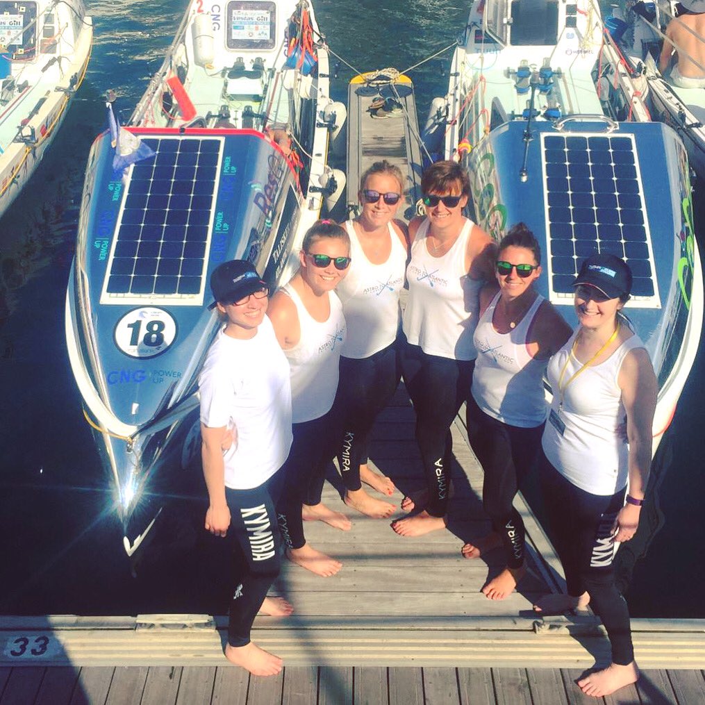 astrotoatlantic's tweet photo. Happy International Women’s Day! Today we celebrate the brave women who have conquered the Atlantic. Namely @rowoffthewall who arrived into Antigua yesterday after 86 days at sea! We got to meet Sara &amp; Ann in La Gomera just before we set off for #twac2018. Huge congrats ladies! https://t.co/hqFKvhwwnU