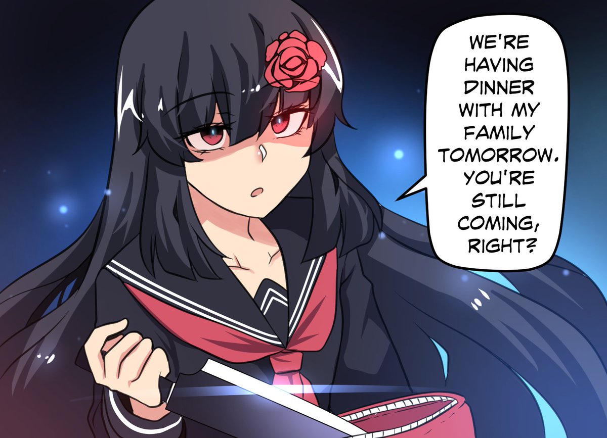 When a yandere invites another yandere to a family dinner 