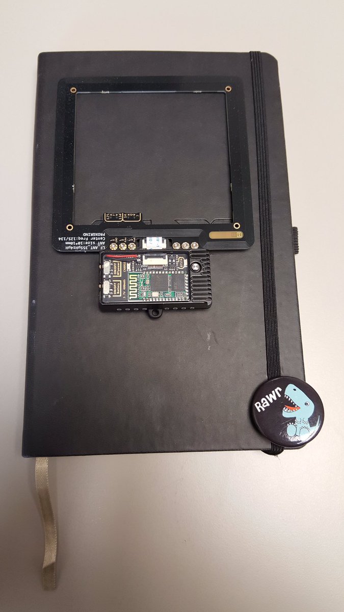 hansomware's tweet photo. Hollowed out a small notebook, added the extended LF antenna and BlueShark module to do some run and gun pivoting using LF_ICEHID standalone mode. Effective distance still about 4 inches. Thanks @herrmann1001 for all the hard work you put in to make our jobs easier. #proxmark3 https://t.co/iPjb4Yu2vY