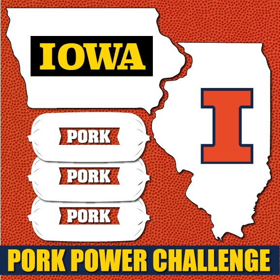 IowaPork's tweet photo. TIE GAME at halftime! Iowa Pork and @ilpork have teamed up for a #PorkPowerChallenge this basketball season! If the Hawkeyes win, Illinois Pork will donate $1,000 worth of pork to the HACAP. If the ILLINI win, #IowaPork will donate $1,000 worth of pork to the Eastern IL Foodbank! https://t.co/CbVUP73VrE