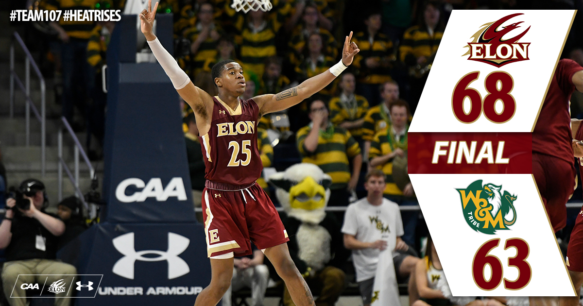 ElonMBasketball's tweet image. ELON WINS!!!! We took down No. 2 seed William &amp;amp; Mary to advance to the semi-finals of the CAA Tournament! 

#Team107 #HeatRises🔥