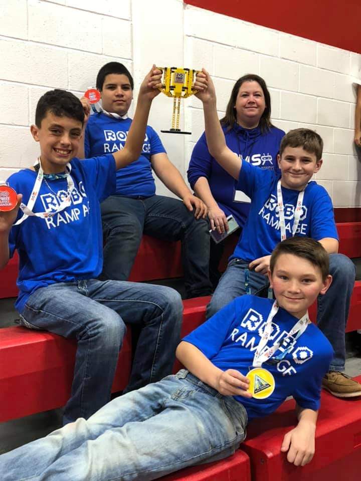 mrssimonscience's tweet photo. So proud of all of our BMS Robotics teams! They have all had an amazing season! Congratulations to Robo Rampage on their 3rd Place Champions Award at our Regional Championships today! #FLL #omgrobots #proud https://t.co/8o6TFYNa41