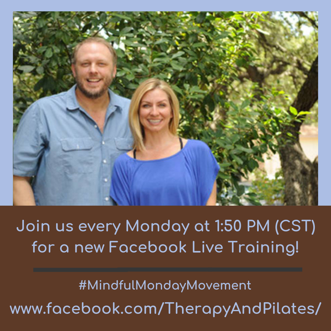 TherapyPilates's tweet photo. Mindful Movement Monday is back tomorrow at 1:50 pm CST on our Facebook page and IGTV! Any guesses on what we'll be teaching? https://t.co/iITTfylPDw